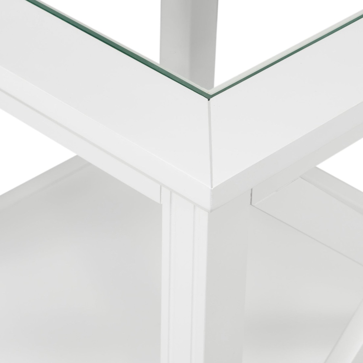 Sorrento Hamptons Square Side Table W/ Glass Top White, W 55cm D 55cm H 65.1cm (RRP $499) - Image 8