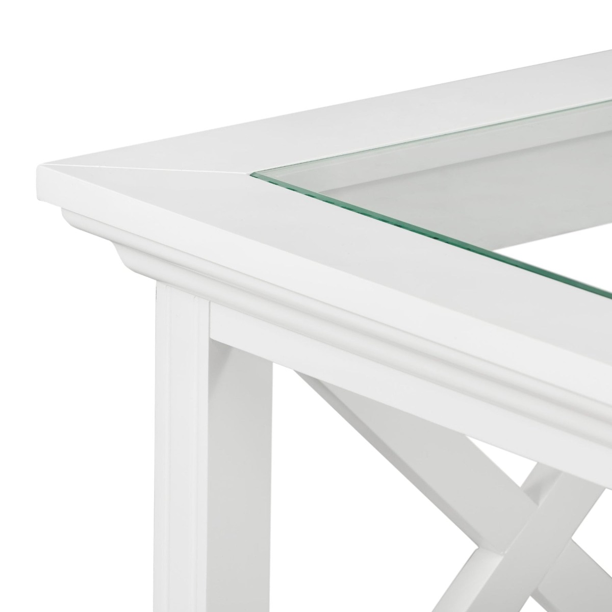 Sorrento Hamptons Square Side Table W/ Glass Top White, W 55cm D 55cm H 65.1cm (RRP $499) - Image 10