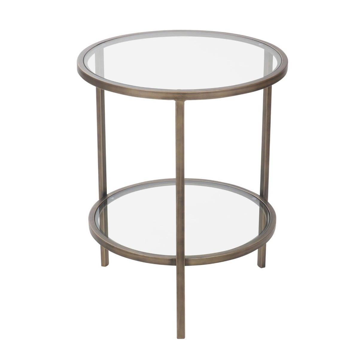 Palladium Brass Iron & Glass Side Table, 50cm diameter, H60cm (RRP $449)