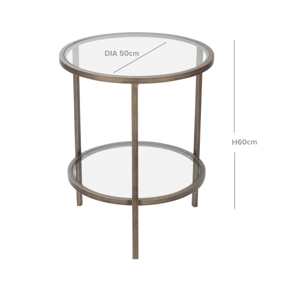 Palladium Brass Iron & Glass Side Table, 50cm diameter, H60cm (RRP $449) - Image 6