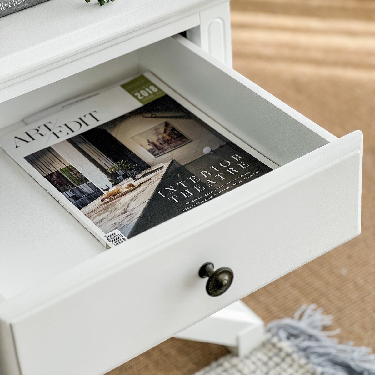 Sorrento Cross Leg Hamptons Side Table W/Drawer White, W 60cm W 50cm H 65cm (RRP $499) - Image 8