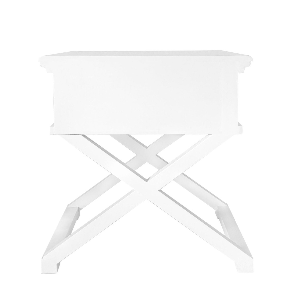 Sorrento Cross Leg Hamptons Side Table W/Drawer White, W 60cm W 50cm H 65cm (RRP $499) - Image 12