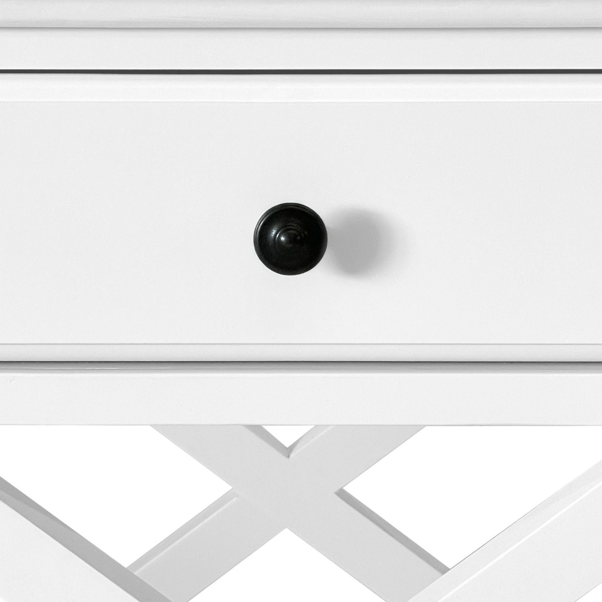 Sorrento Cross Leg Hamptons Side Table W/Drawer White, W 60cm W 50cm H 65cm (RRP $499) - Image 15