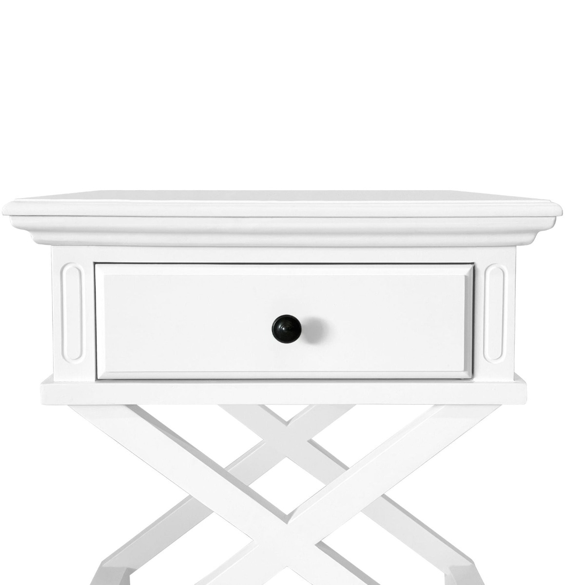 Sorrento Cross Leg Hamptons Side Table W/Drawer White, W 60cm W 50cm H 65cm (RRP $499) - Image 17