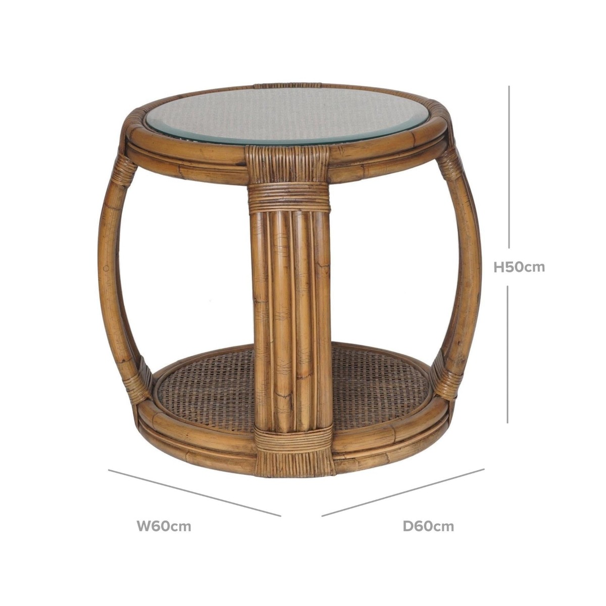 Cayman Rattan Hamptons Side Table Natural, W 60cm D 60cm H 50cm (RRP $599) - Image 5