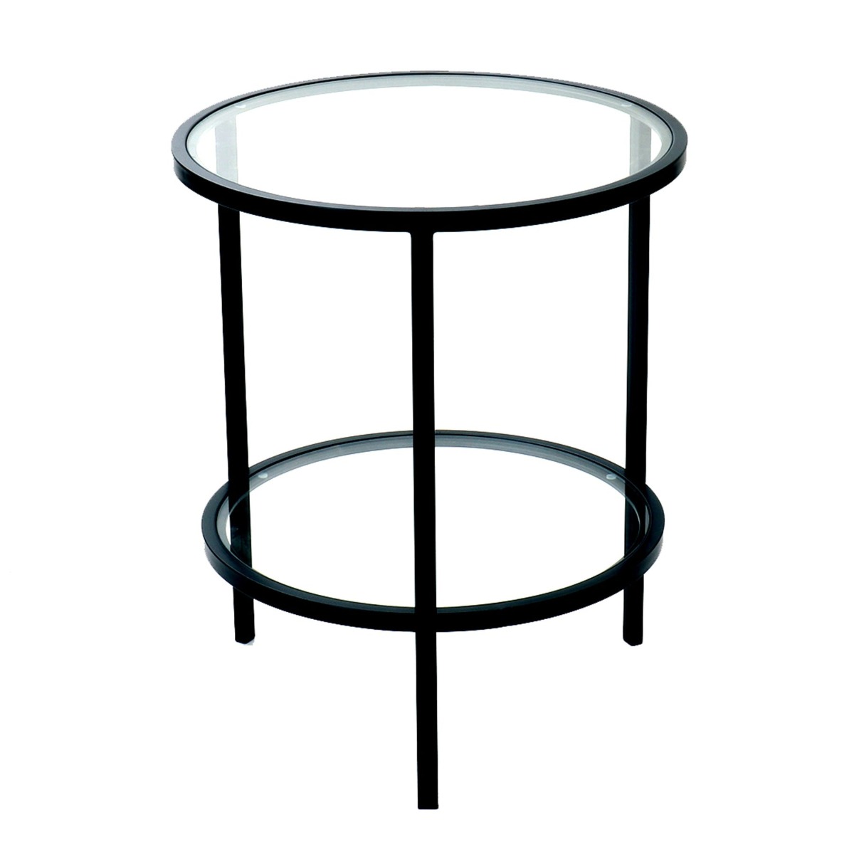 Palladium Black Iron & Glass Side Table, 50cm diameter, H60cm (RRP $449)