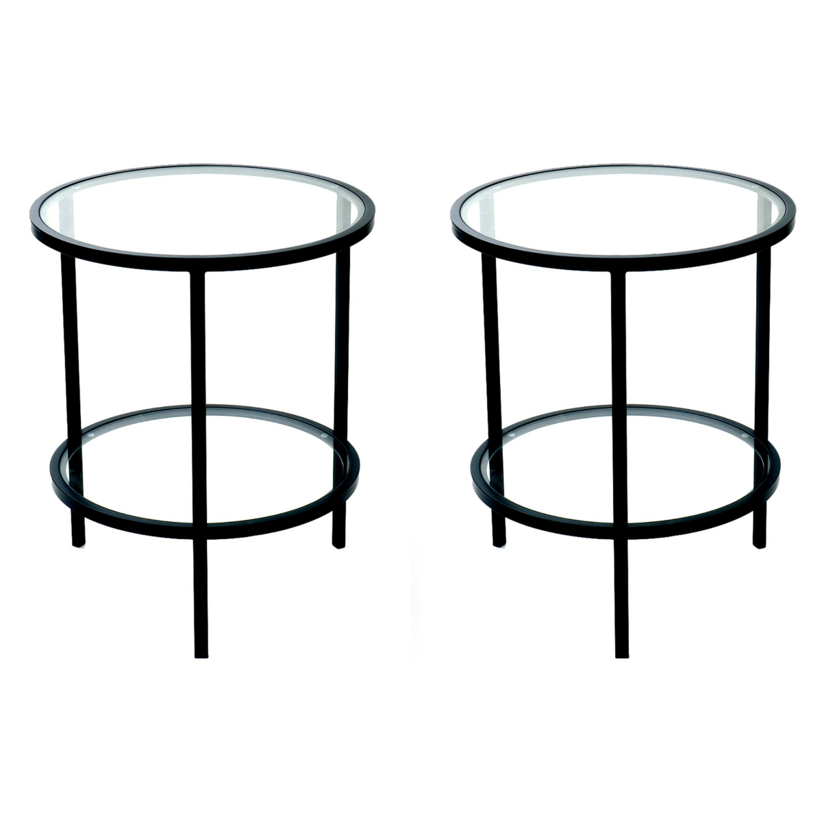 Palladium Black Iron & Glass Side Table, 50cm diameter, H60cm (RRP $449) - Image 2