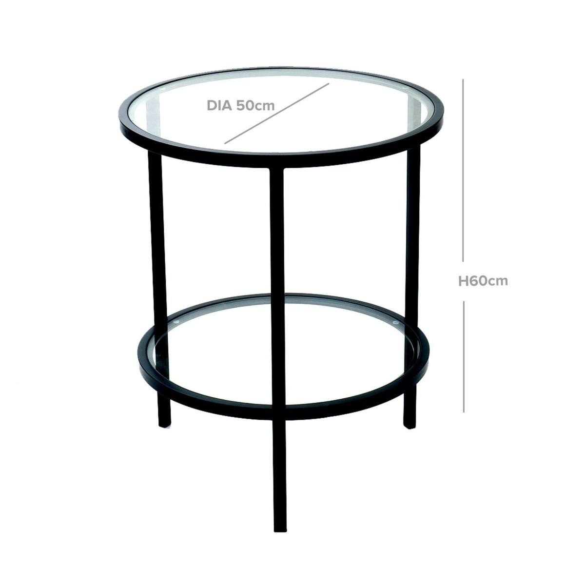 Palladium Black Iron & Glass Side Table, 50cm diameter, H60cm (RRP $449) - Image 3