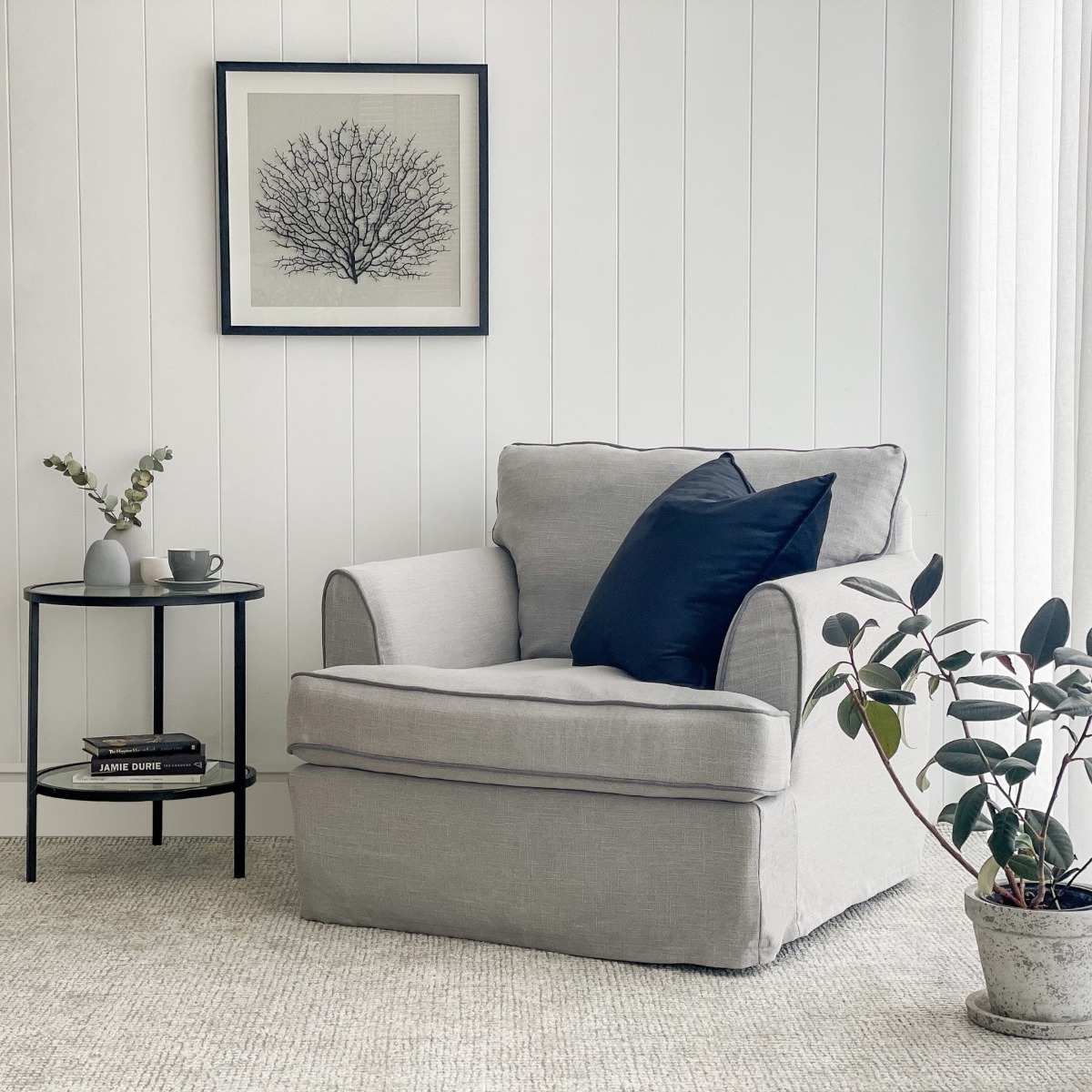 Palladium Black Iron & Glass Side Table, 50cm diameter, H60cm (RRP $449) - Image 5