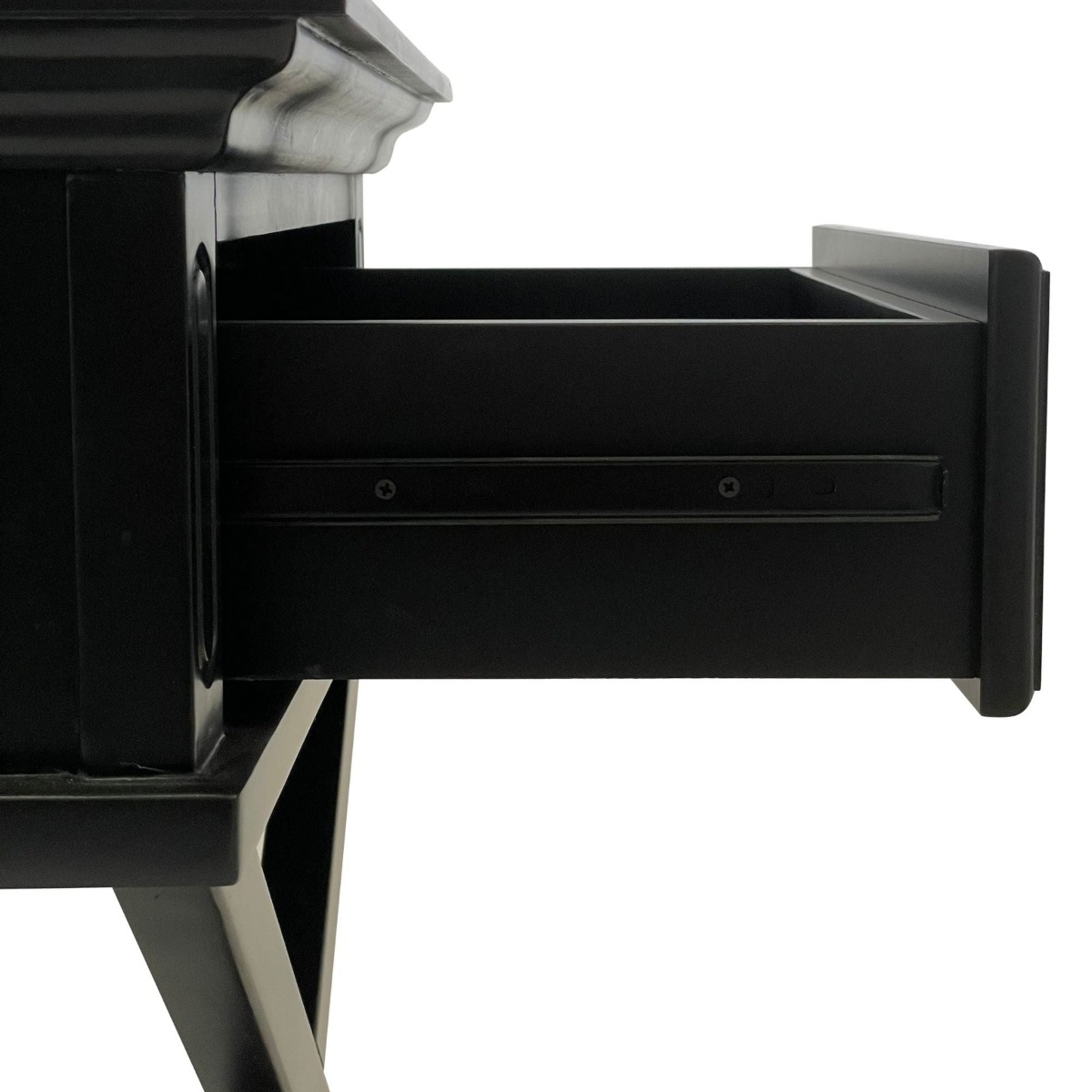 Sorrento Cross Leg Hamptons Side Table W/Drawer Black, W 60cm D 50cm H 65cm (RRP $499) - Image 3