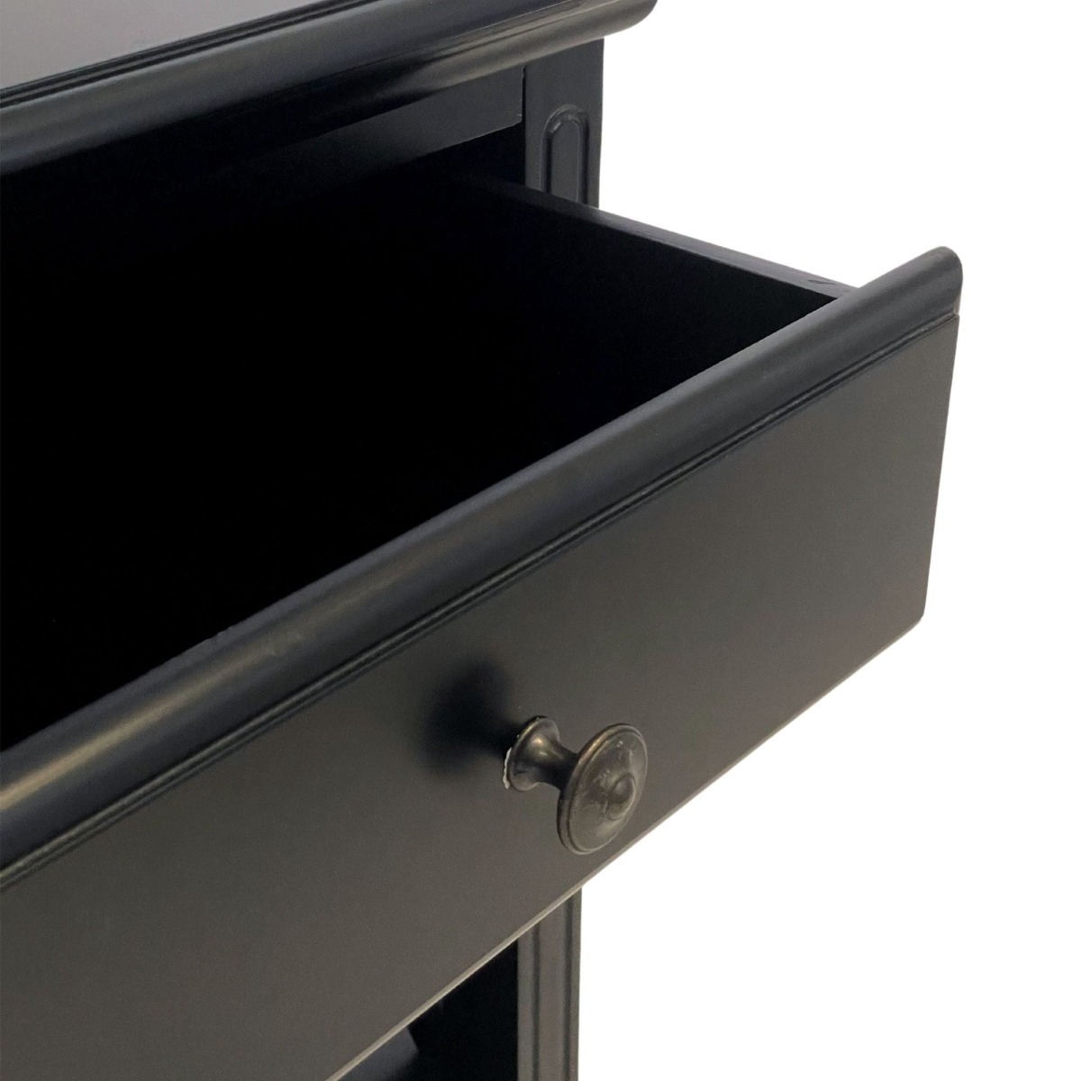 Sorrento Cross Leg Hamptons Side Table W/Drawer Black, W 60cm D 50cm H 65cm (RRP $499) - Image 4