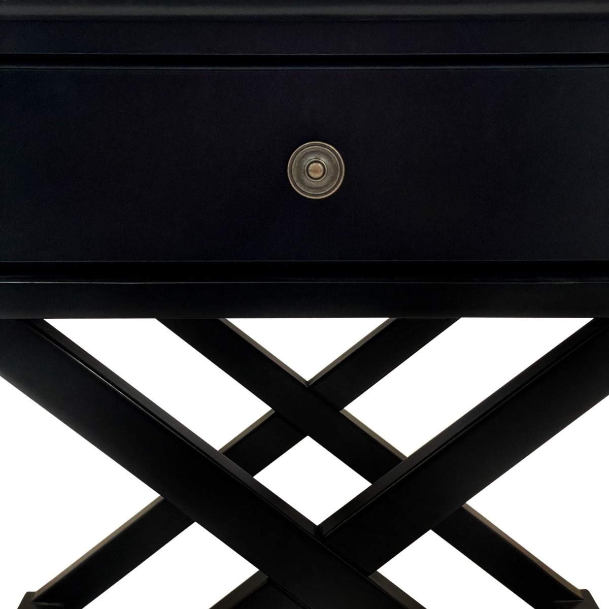 Sorrento Cross Leg Hamptons Side Table W/Drawer Black, W 60cm D 50cm H 65cm (RRP $499) - Image 5