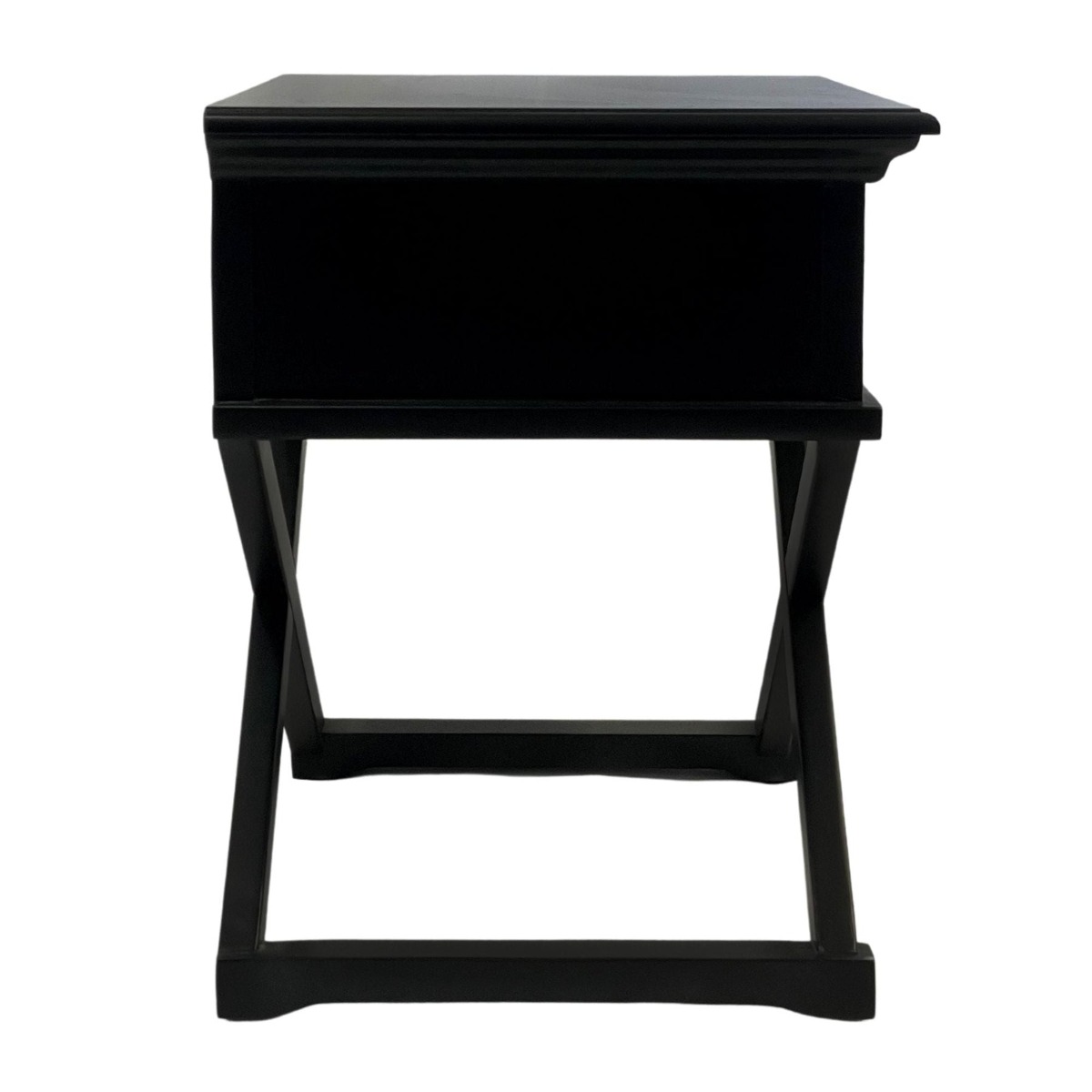 Sorrento Cross Leg Hamptons Side Table W/Drawer Black, W 60cm D 50cm H 65cm (RRP $499) - Image 9