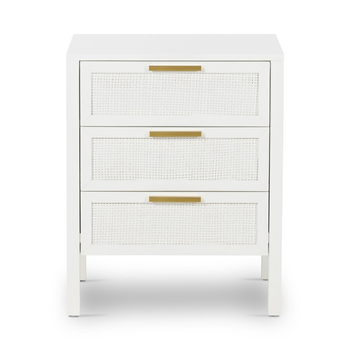 Santorini Bedside 3 Drawers White, W 50cm D 45cm H 61.5cm (RRP $549)