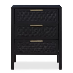 Santorini Bedside 3 Drawers Black, W 50cm D 45cm H 61.5cm (RRP $499)