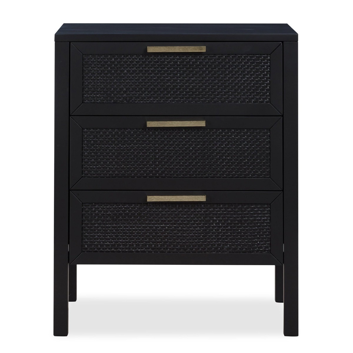 Santorini Bedside 3 Drawers Black, W 50cm D 45cm H 61.5cm (RRP $499)