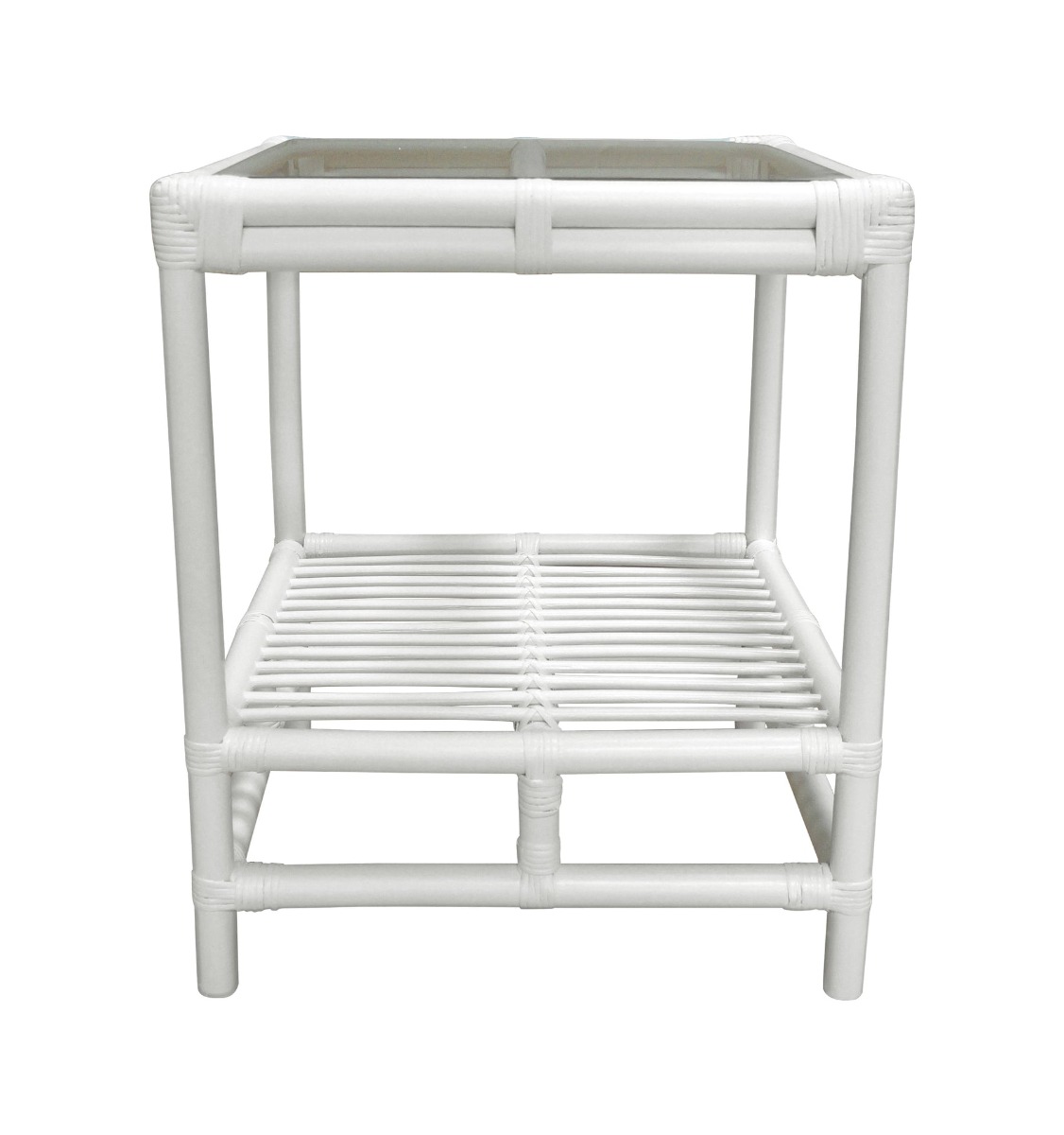 Havana Rattan Side Table White, L 50 W 50 H 60 cm (RRP $379)
