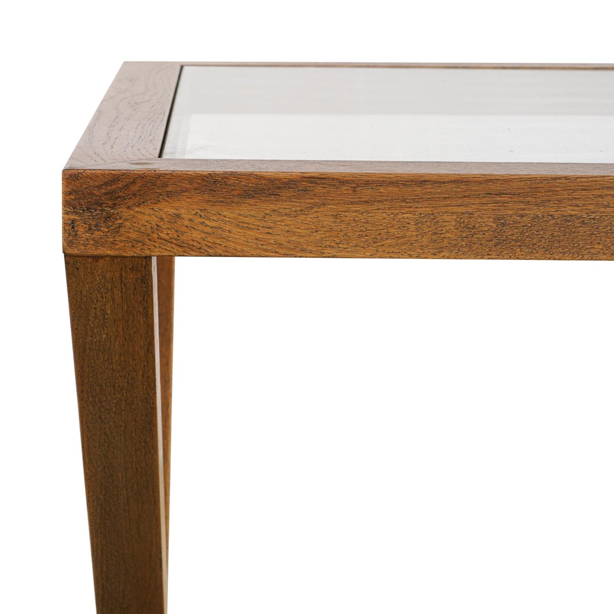 Zoey Cross American Oak Glass Side Table, 60cm W x 50cm D x 65cm H (RRP $855) - Image 5
