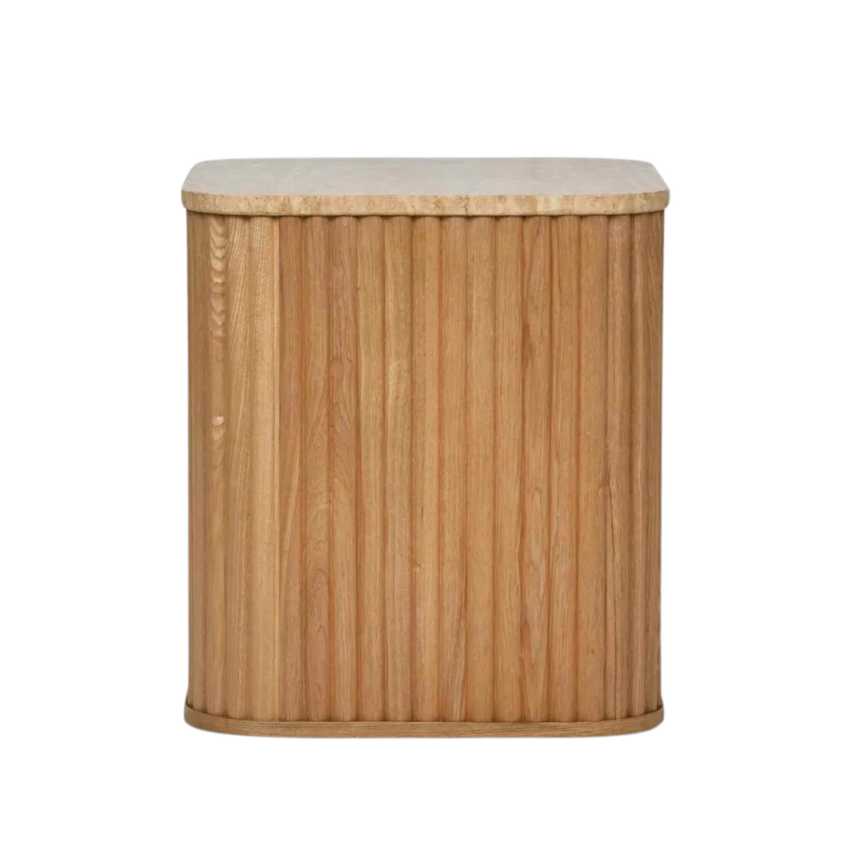 Travertine Oak Side Table Natural, W 45cm x D 45cm x H 50cm (RRP $595)