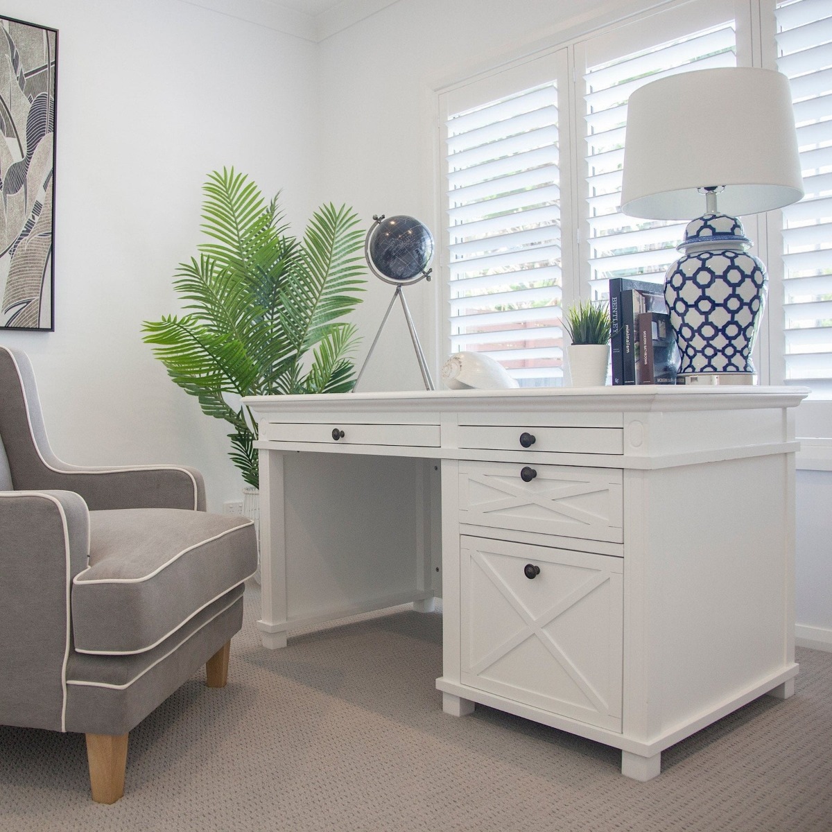Sorrento Hamptons Desk White, W 140cm D 76cm H 76cm (RRP $1999) - Image 15