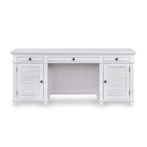 West Beach Hamptons Desk White W/ Shutter Doors, W 180.3cm D 76.2cm H 77.5cm (RRP $2499)