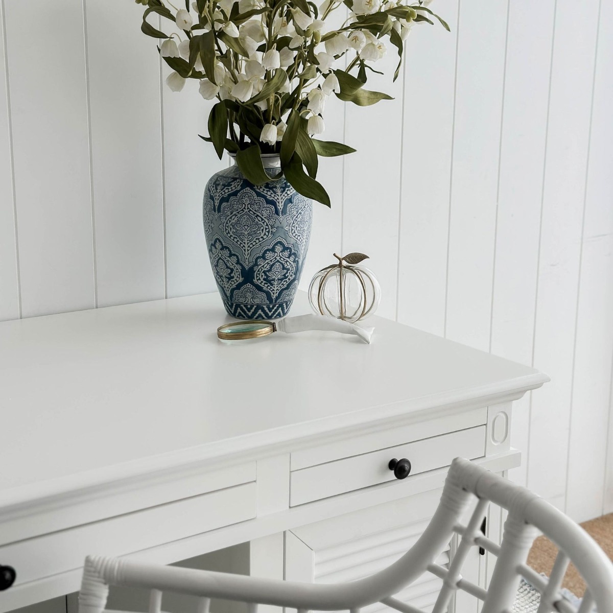 West Beach Hamptons Desk White W/ Shutter Doors, W 180.3cm D 76.2cm H 77.5cm (RRP $2499) - Image 2