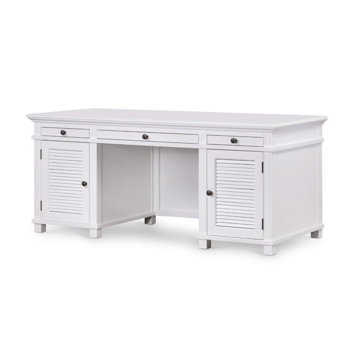 West Beach Hamptons Desk White W/ Shutter Doors, W 180.3cm D 76.2cm H 77.5cm (RRP $2499) - Image 3