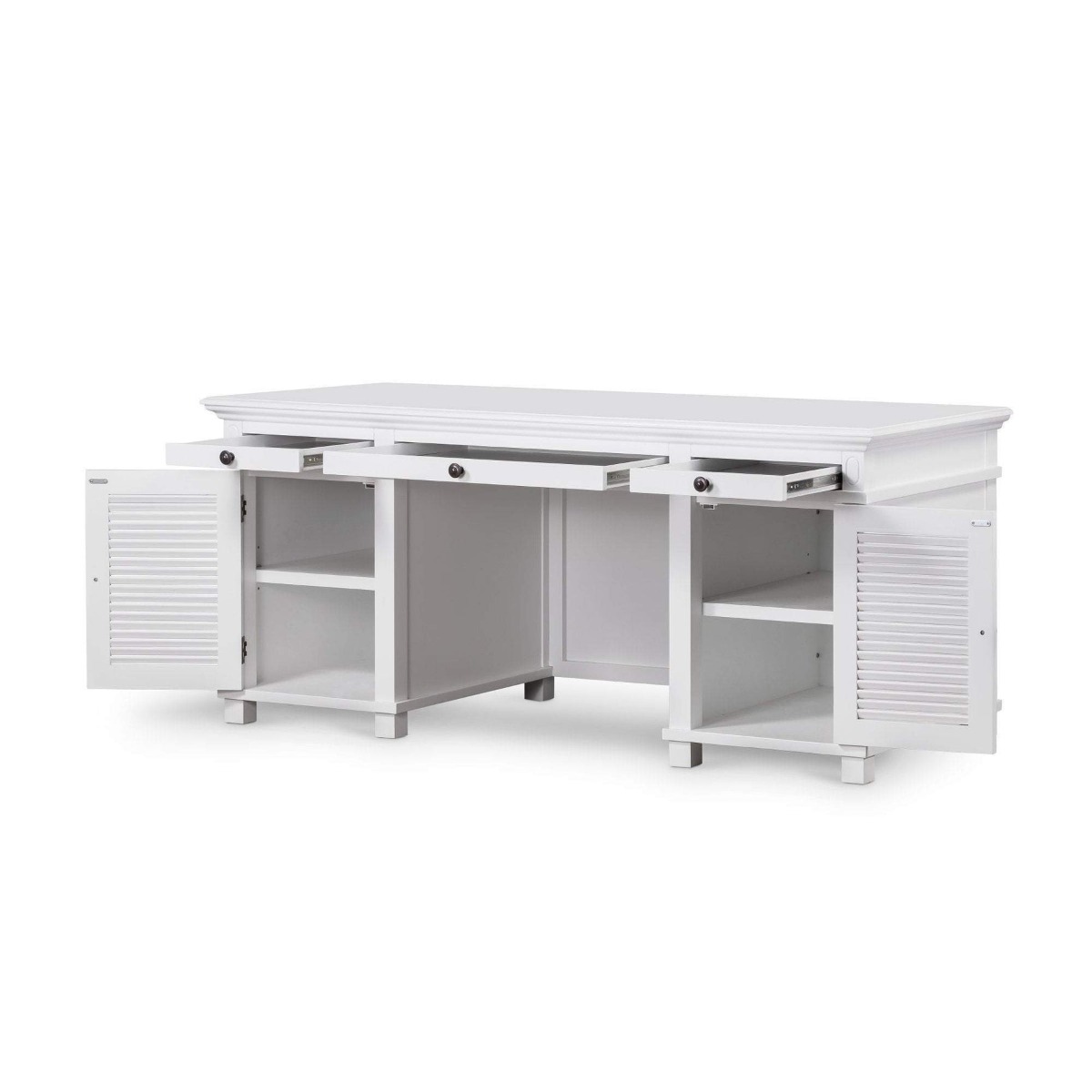 West Beach Hamptons Desk White W/ Shutter Doors, W 180.3cm D 76.2cm H 77.5cm (RRP $2499) - Image 12
