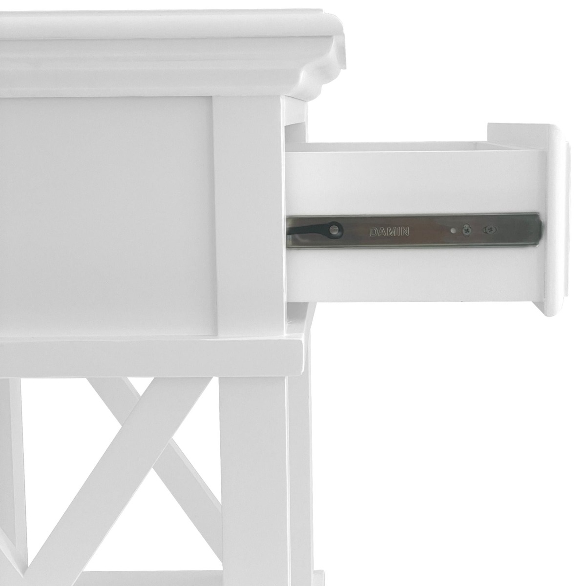 Sorrento Hamptons Bedside Table W/Drawer White, W 60cm D 40cm H 65cm (RRP $499) - Image 5