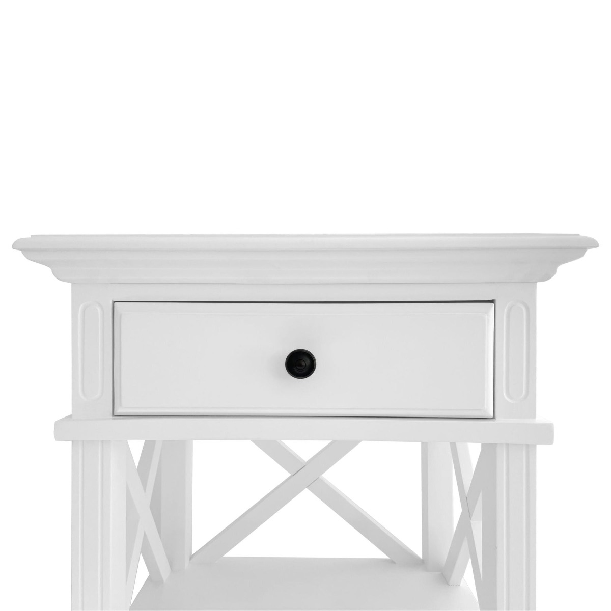 Sorrento Hamptons Bedside Table W/Drawer White, W 60cm D 40cm H 65cm (RRP $499) - Image 7