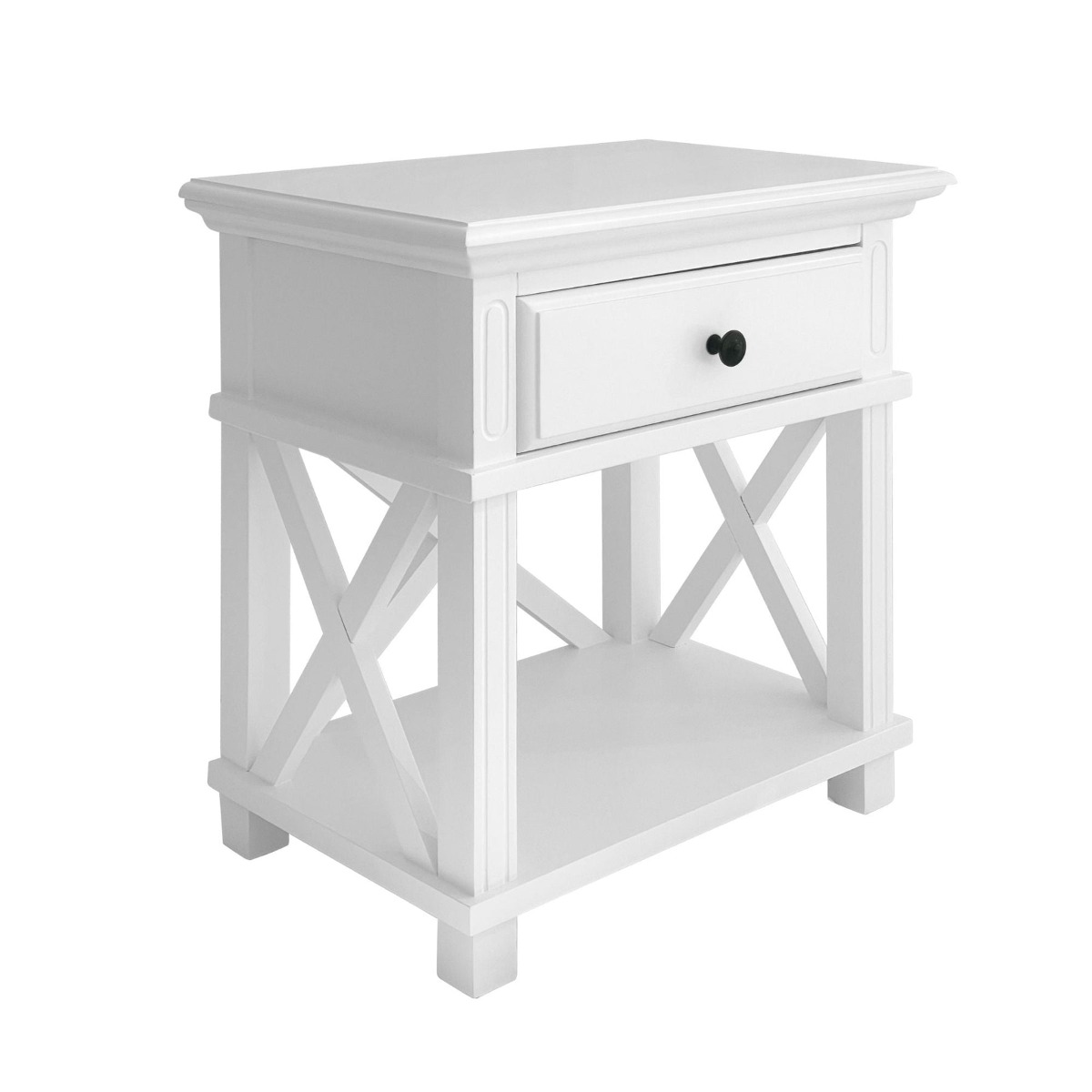 Sorrento Hamptons Bedside Table W/Drawer White, W 60cm D 40cm H 65cm (RRP $499) - Image 10