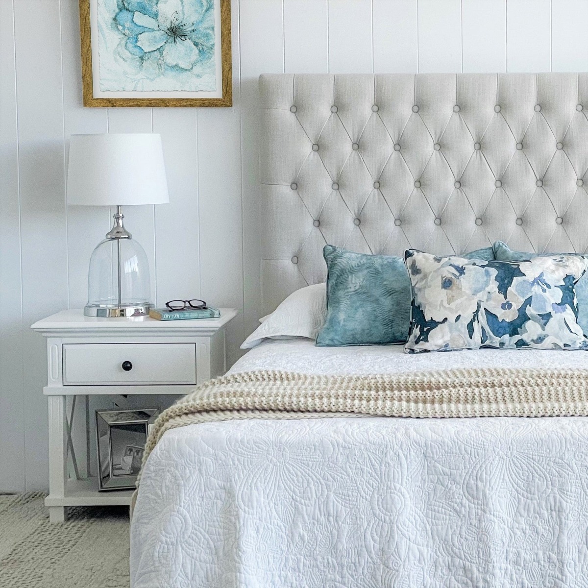 Sorrento Hamptons Bedside Table W/Drawer White, W 60cm D 40cm H 65cm (RRP $499) - Image 12
