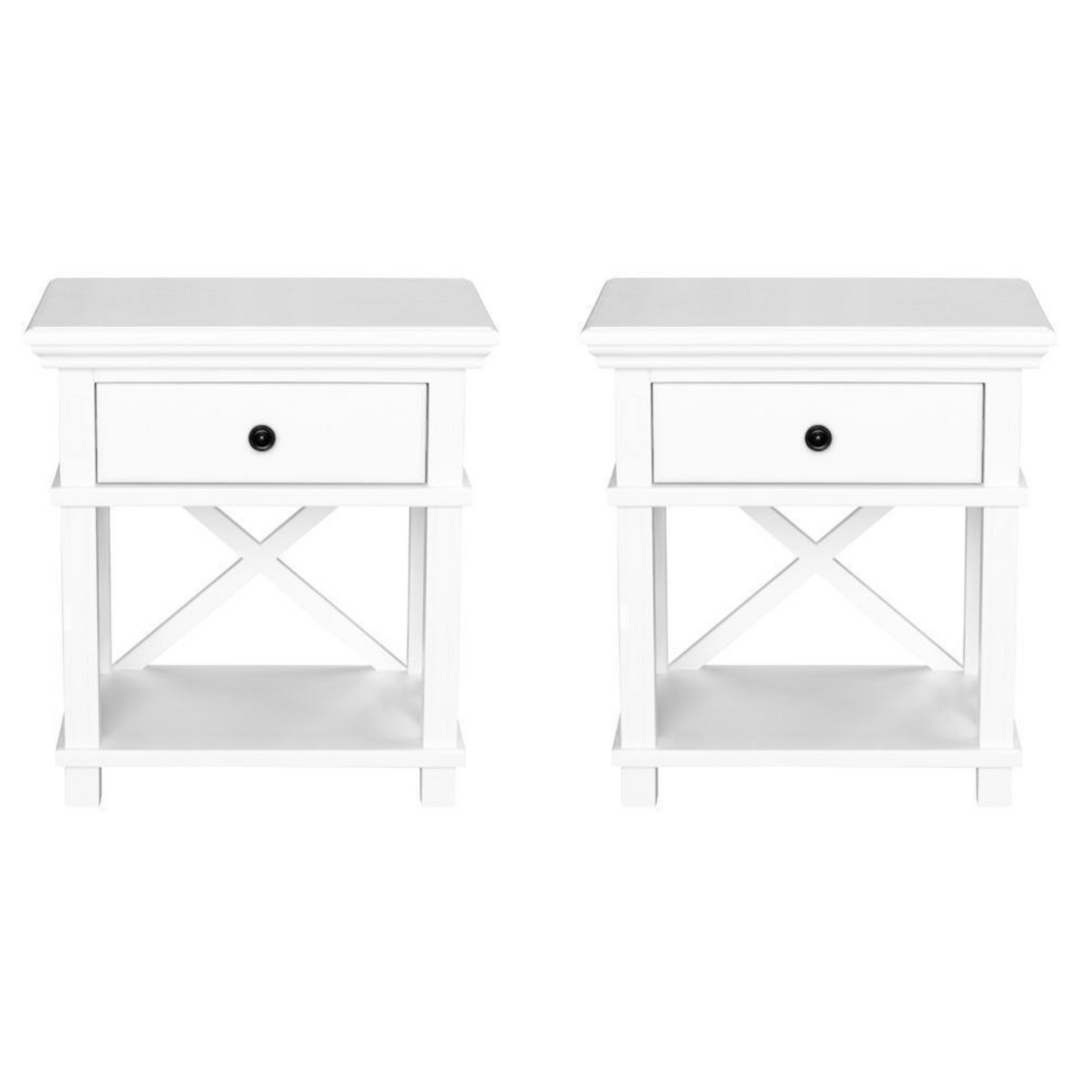 Sorrento Hamptons Bedside Table W/Drawer White, W 60cm D 40cm H 65cm (RRP $499) - Image 13