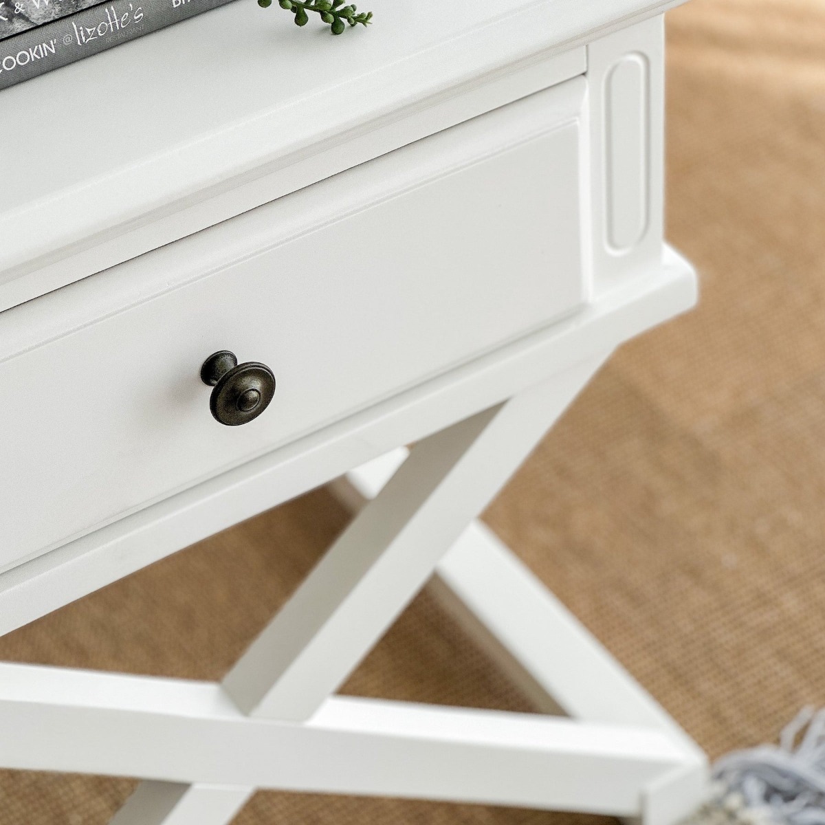 Sorrento Hamptons Medium 2 Drawer Bedside Table White, W 65cm D 60cm H 65cm (RRP $799) - Image 4