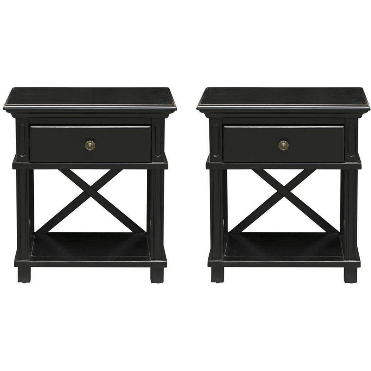 Sorrento Hamptons Bedside Table W/Drawer Black, W 60cm D 40cm H 65cm (RRP $499) - Image 11