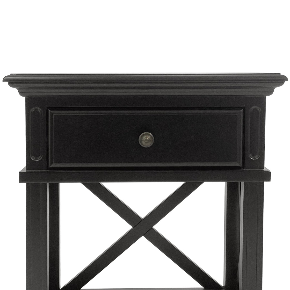 Sorrento Hamptons Bedside Table W/Drawer Black, W 60cm D 40cm H 65cm (RRP $499) - Image 15