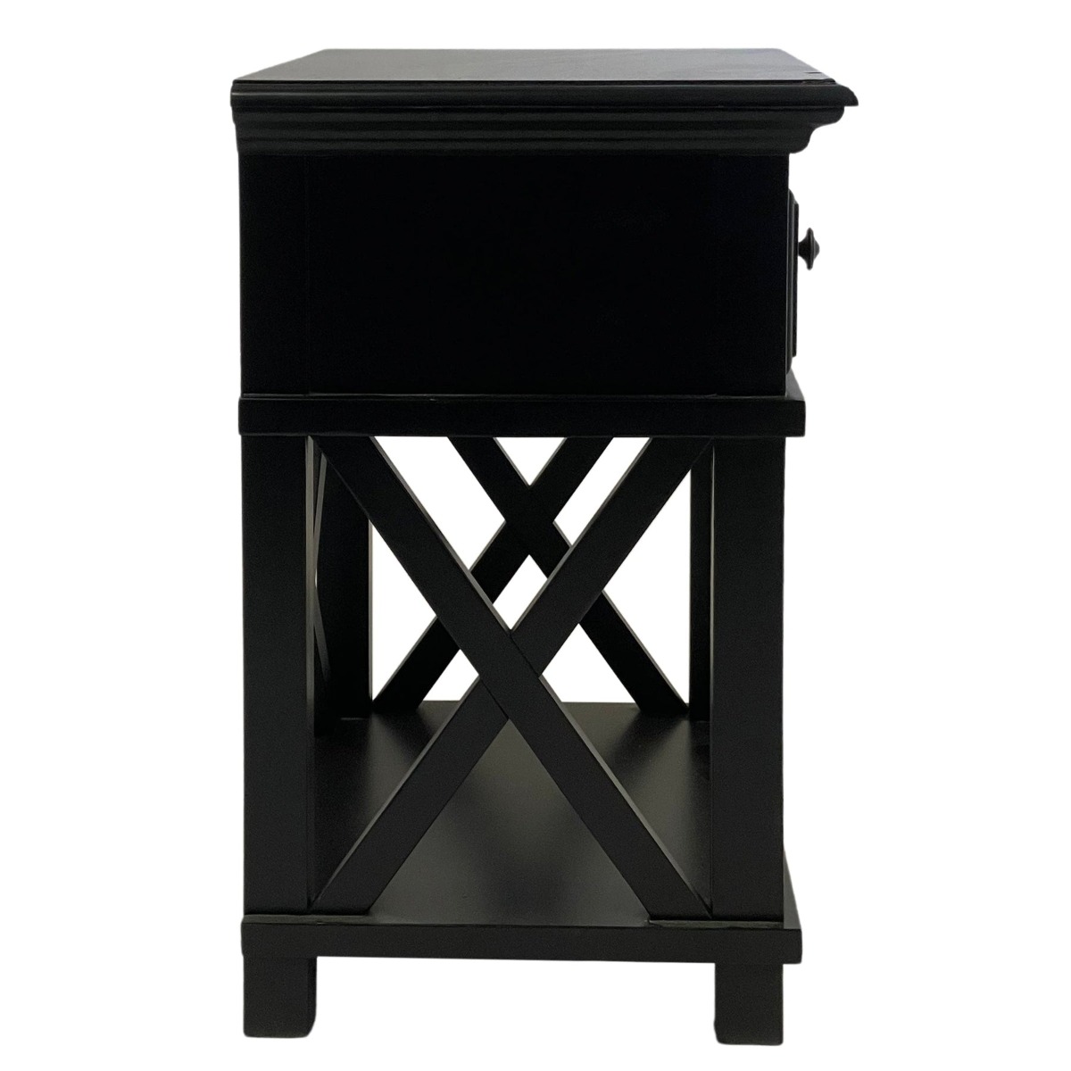 Sorrento Hamptons Bedside Table W/Drawer Black, W 60cm D 40cm H 65cm (RRP $499) - Image 19