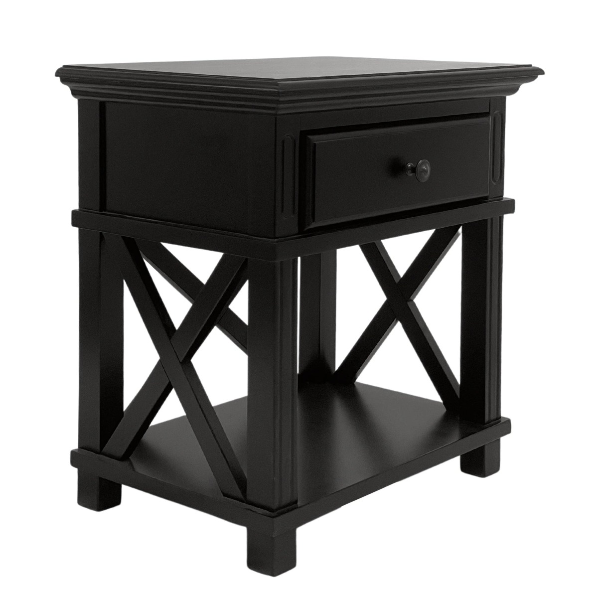 Sorrento Hamptons Bedside Table W/Drawer Black, W 60cm D 40cm H 65cm (RRP $499) - Image 20