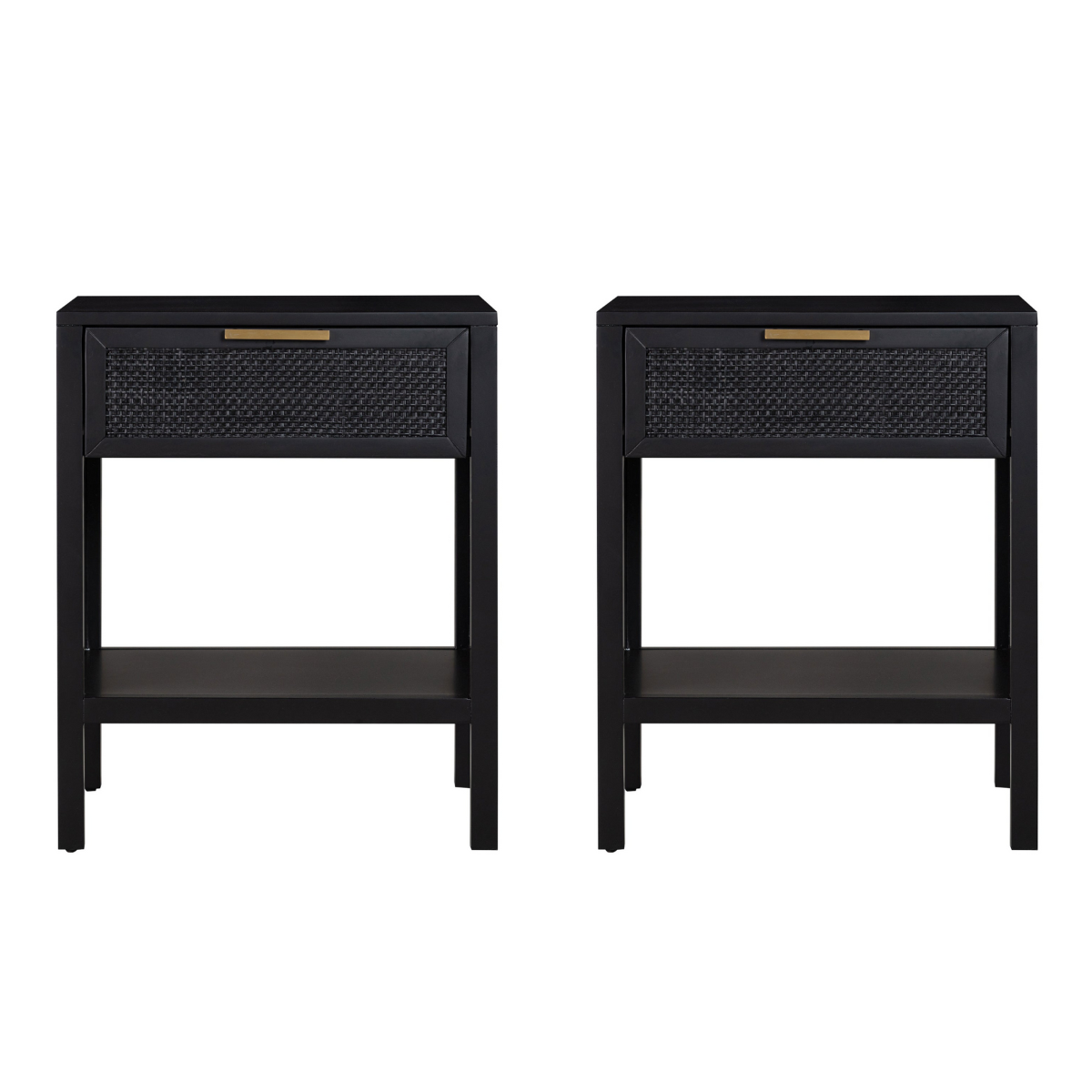 Santorini Hamptons Timber/Rattan Bedside Table Black, W 50cm D 45cm H 61.5cm (RRP $399) - Image 2