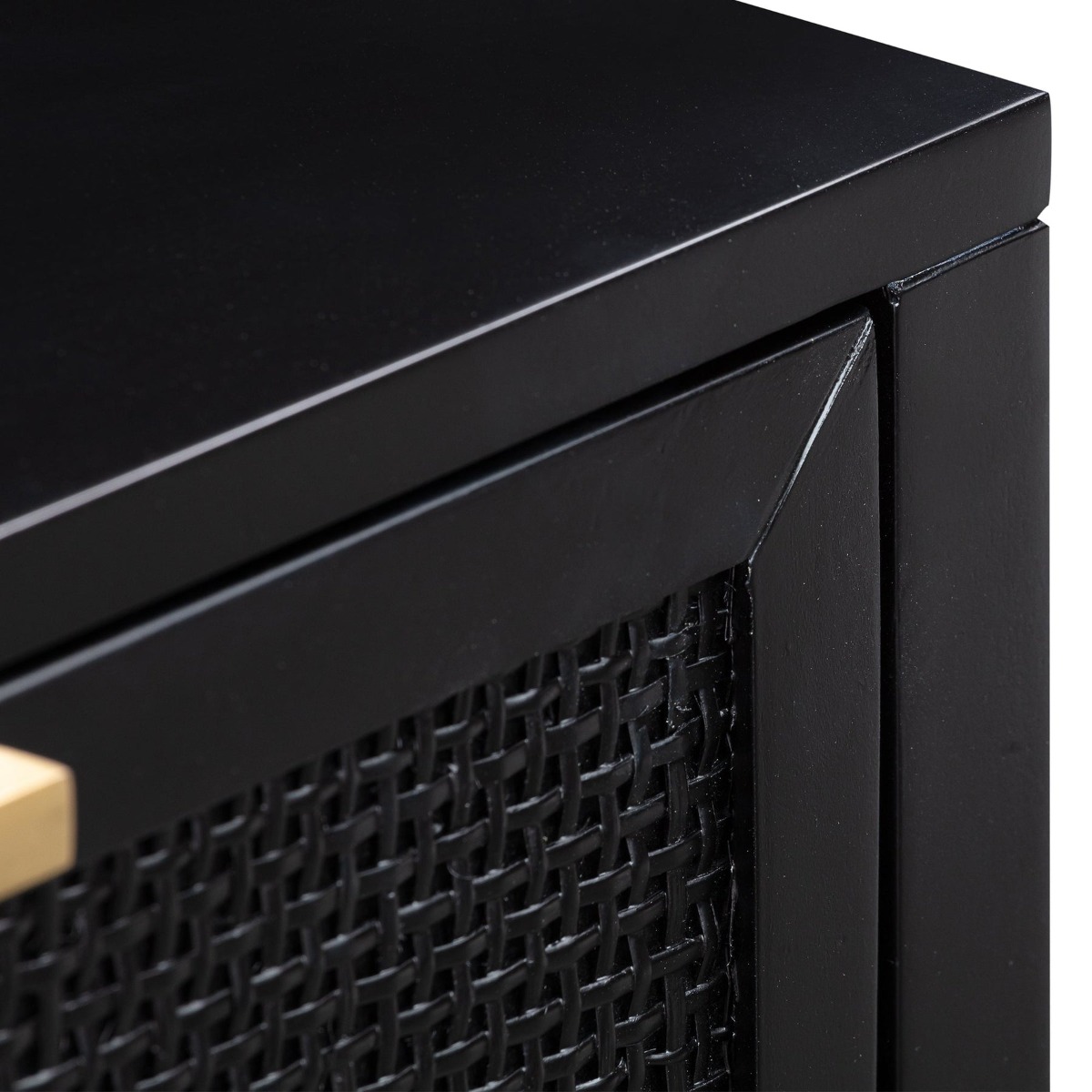 Santorini Hamptons Timber/Rattan Bedside Table Black, W 50cm D 45cm H 61.5cm (RRP $399) - Image 8