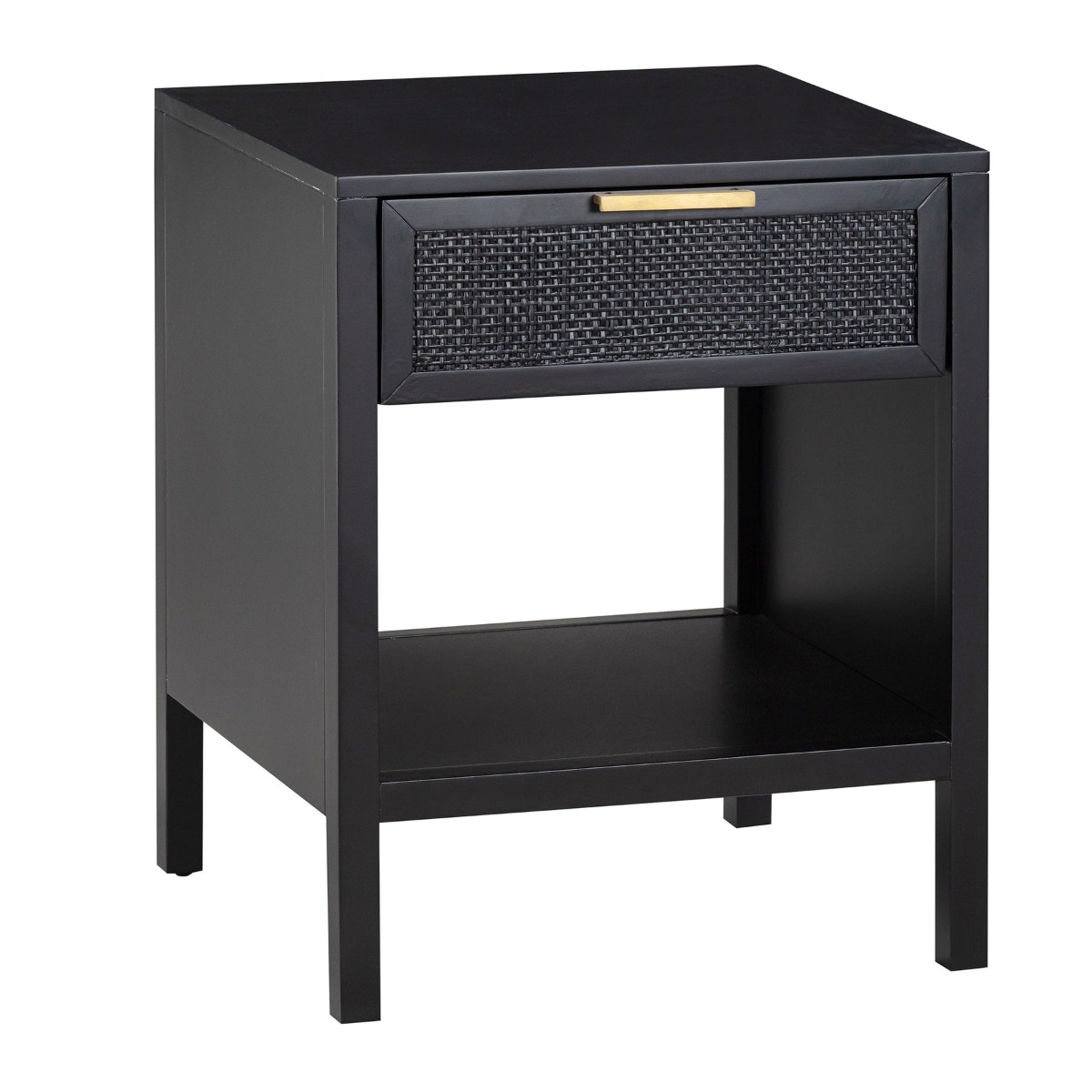 Santorini Hamptons Timber/Rattan Bedside Table Black, W 50cm D 45cm H 61.5cm (RRP $399) - Image 12