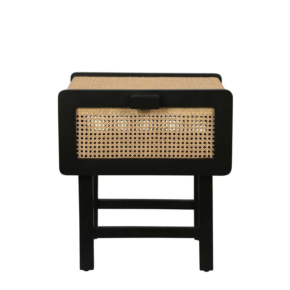 Zoe Bedside Table Black, W 50cm x D 38cm x H 56cm (RRP $639)