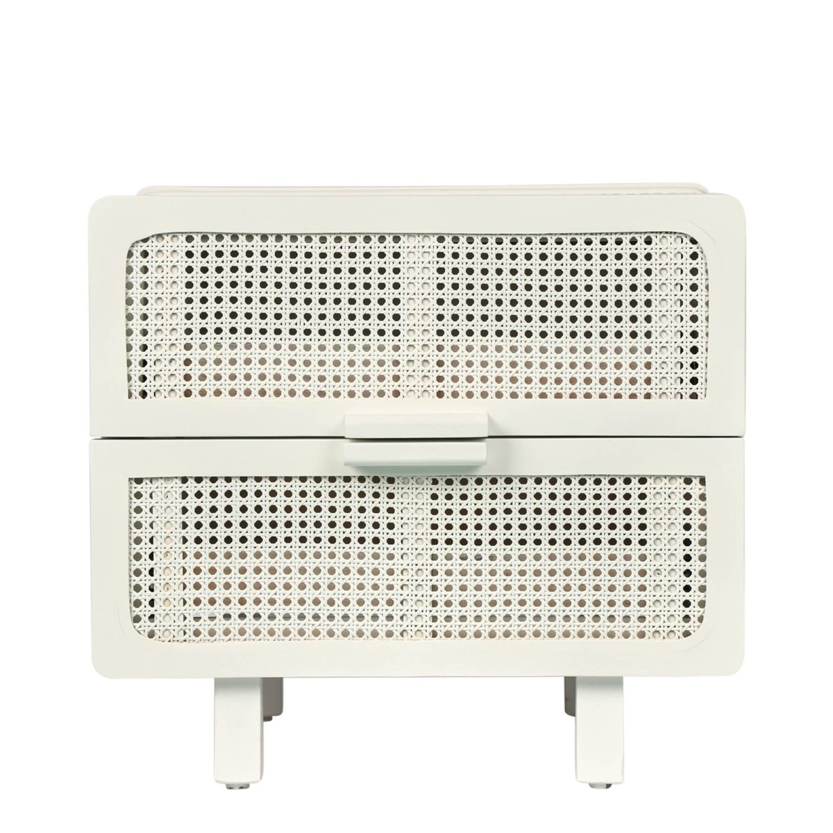 Hayme Bedside Table Chalk Off White, W 55cm x D 43cm x H 50cm (RRP $775)