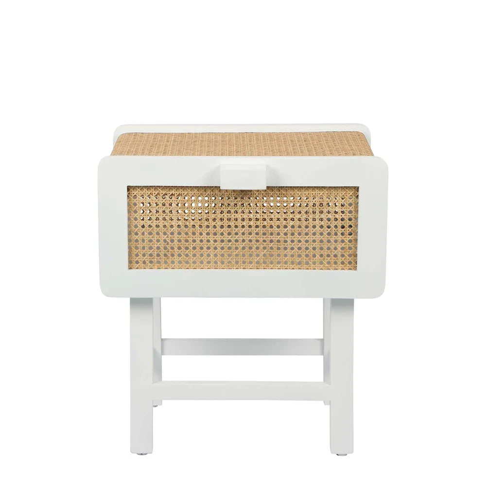 Zoe Bedside Table Chalk Off White, W 50cm x D 38cm x H 56cm (RRP $639)