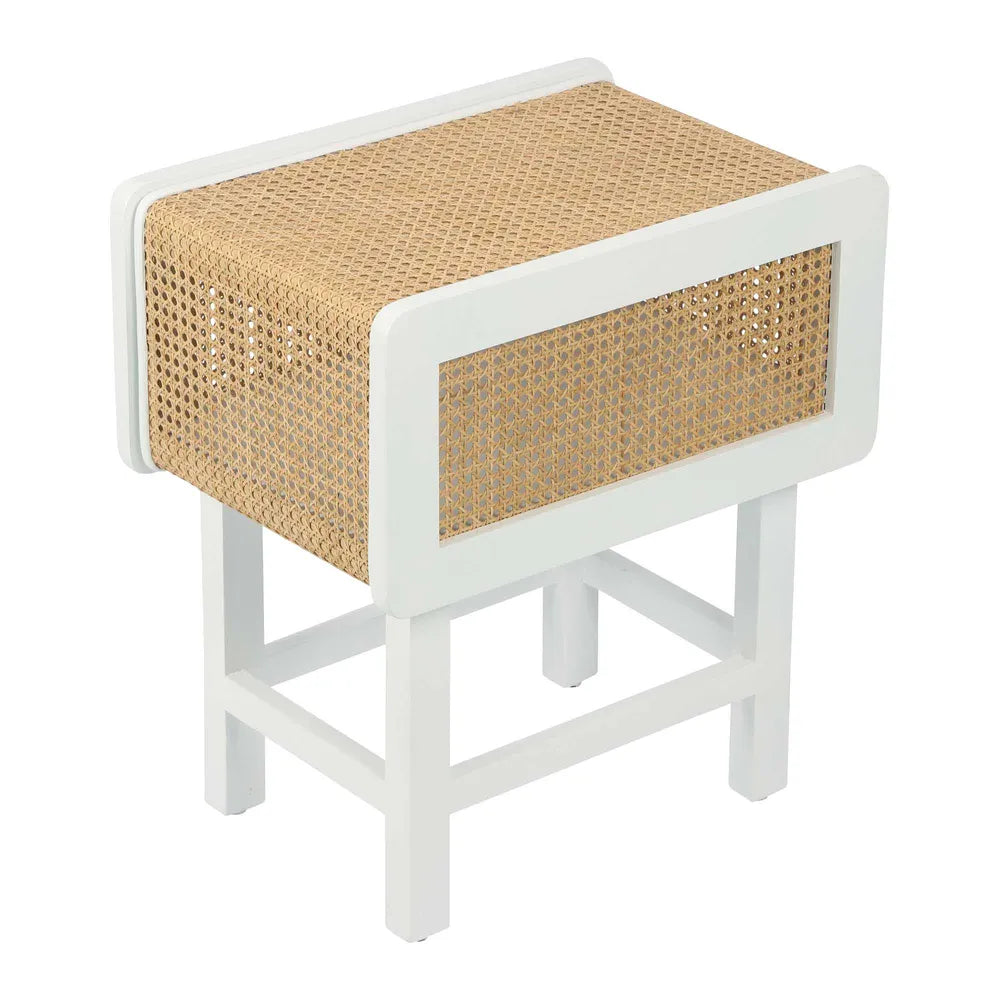 Zoe Bedside Table Chalk Off White, W 50cm x D 38cm x H 56cm (RRP $639) - Image 5