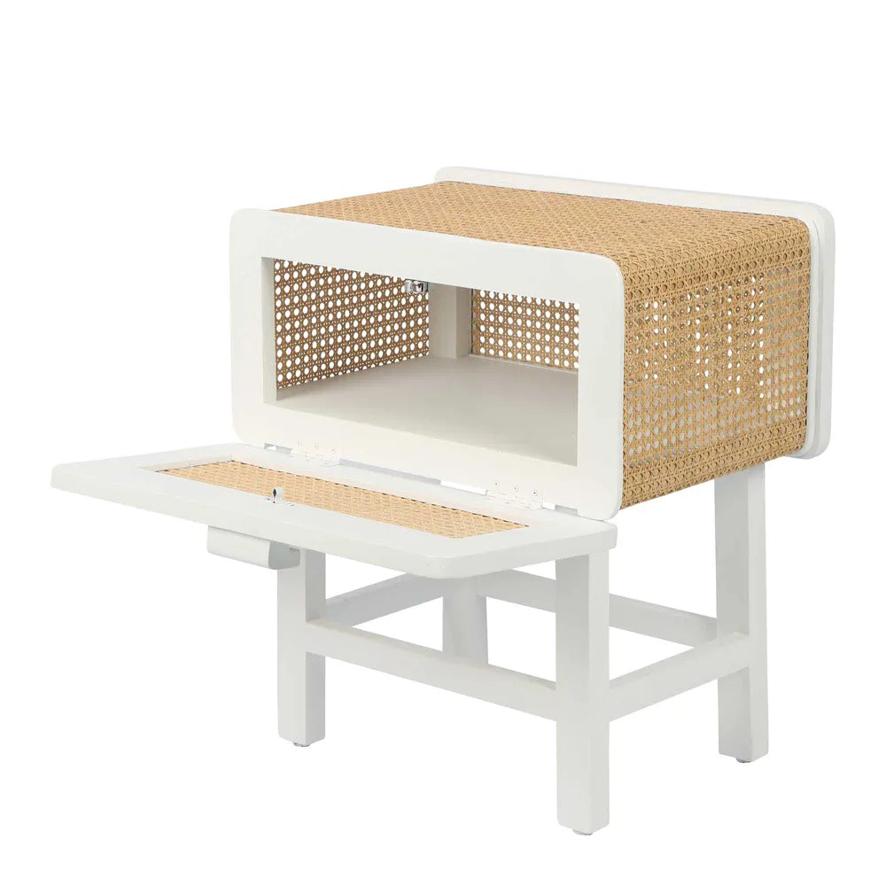 Zoe Bedside Table Chalk Off White, W 50cm x D 38cm x H 56cm (RRP $639) - Image 7
