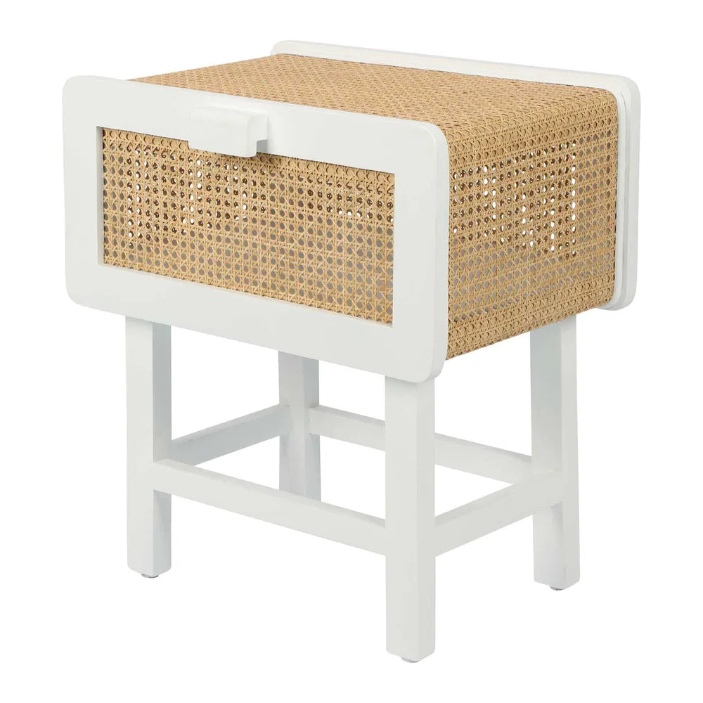 Zoe Bedside Table Chalk Off White, W 50cm x D 38cm x H 56cm (RRP $639) - Image 8