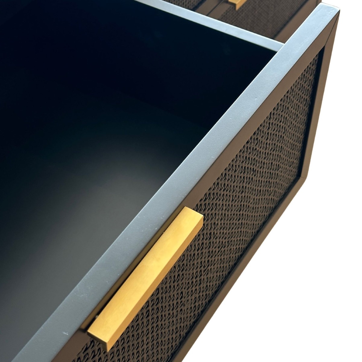 Santorini Dresser 6 Drawer Black Timber & Rattan, W 140cm D 45cm H 85cm (RRP $1999) - Image 2