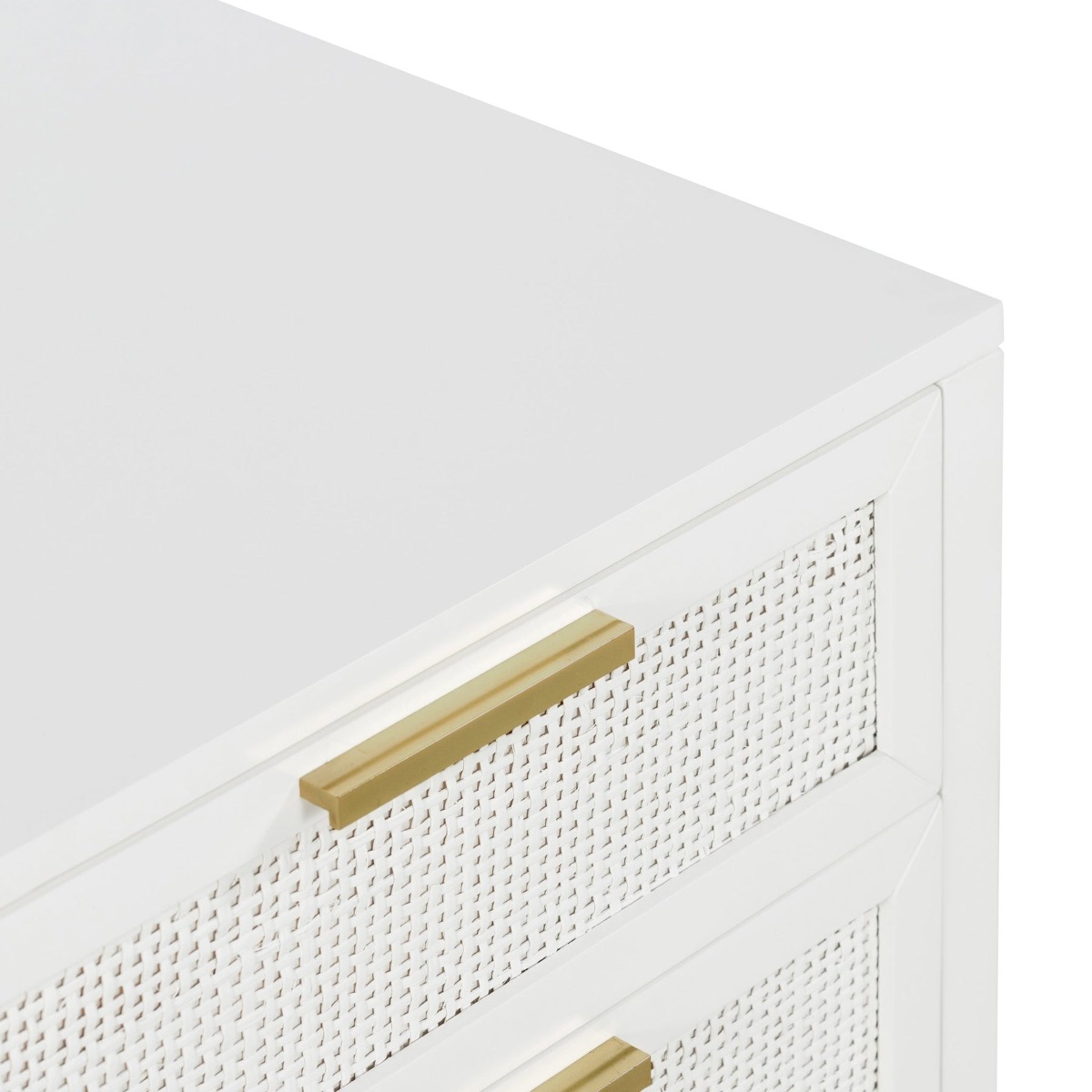 Santorini Hamptons 3 Drawer Timber/Rattan Dresser White, W 100cm D 45cm H 85cm (RRP $1199) - Image 13