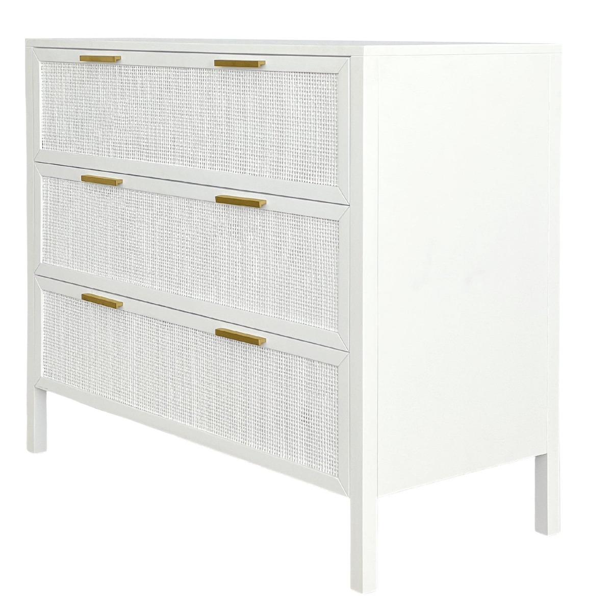 Santorini Hamptons 3 Drawer Timber/Rattan Dresser White, W 100cm D 45cm H 85cm (RRP $1199) - Image 15